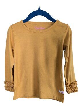 RuffleButts Knit Long Sleeve Ruffle Layering Tee Honey Size 2T